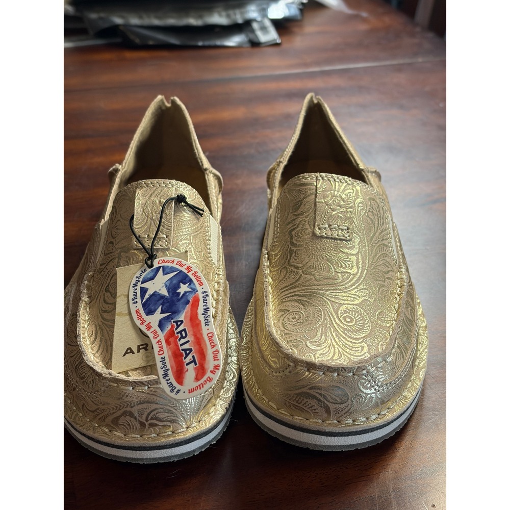 Ariat Cruiser Pearl Floral Emboss Gold Loafers 10050957 Womens 9.5 B Medium